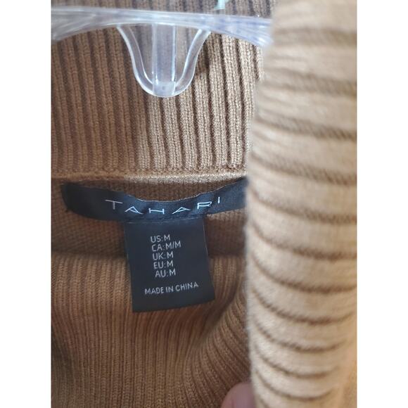 Tahari Camel/Brown and Red/Orange Turtleneck Ribbed Sweater, NWT - Picture 5 of 6